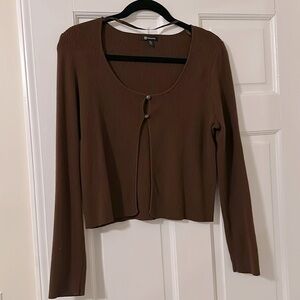 Versona brown cropped ribbed cardigan